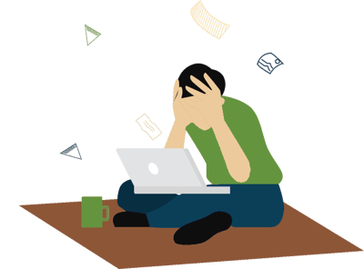 frustrated woman at computer graphic