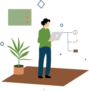 man standing in front of some graphics graphic