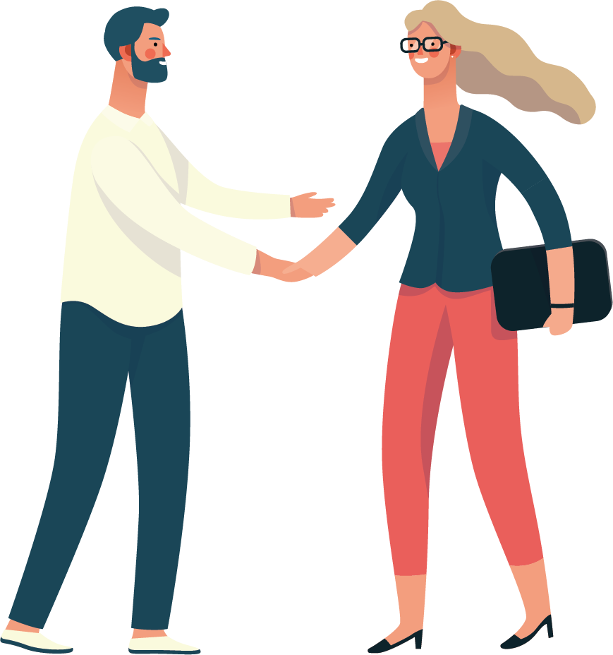 Two people shaking hands graphic
